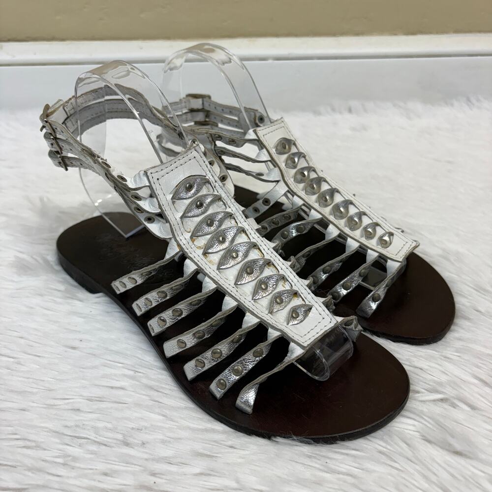 Naughty Monkey Women's Party Time Leather Gladiator Sandals White Size 8
